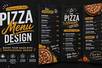 design attractive pizza menu, food menu or restaurant flyer