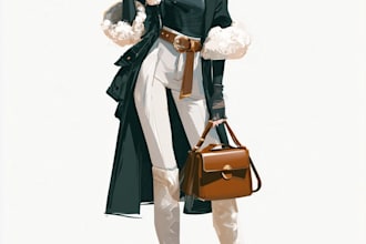 a draw fashion illustration and sketch