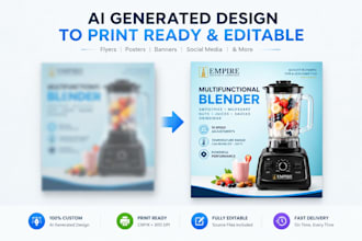 recreate and redesign ai generated design into print ready editable file