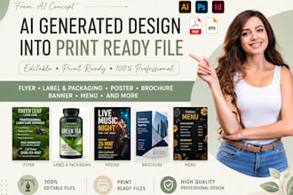 recreate, redesign ai generated design into print ready vector files