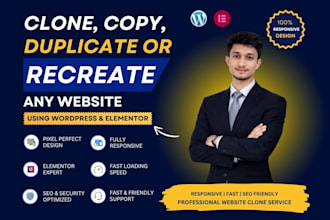 clone, copy, duplicate or recreate any website in wordpress elementor