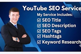 do youtube SEO, title, description, tags and hashtags