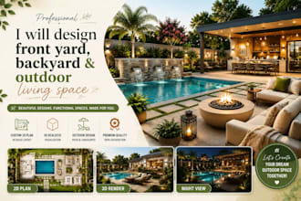 design front yard, backyard and outdoor living space