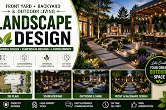 design front yard, backyard and outdoor living space