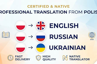 translate from polish to english, russian and ukrainian