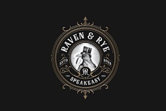 make gothic victorian style raven logo craft cocktail bar