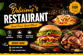 design a professional restaurant menu, flyer, thumbnail and food poster
