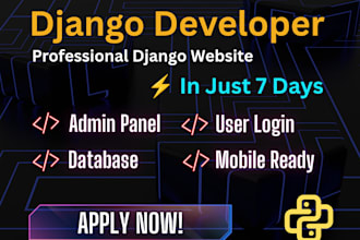 django site 7 days admin login db mobile ready clean code deploy