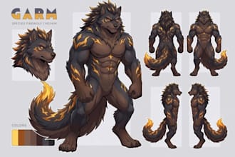 draw your oc character, nsfw furry ref sheet anthro art vtuber ref sheet