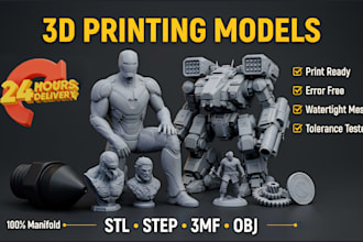 create 3d cad models, edit stl files for 3d printing