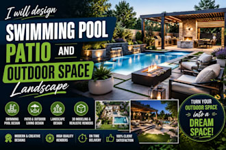 design swimming pool, patio and outdoor space landscape