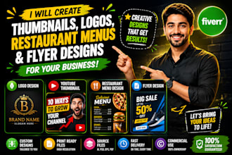 design logo, flyers, menus and thumbnails