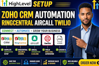 connect zoho CRM ringcentral aircall twilio SMS calling and logging automation