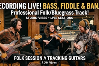 record professional bass guitar, fiddle, live banjo track for your song