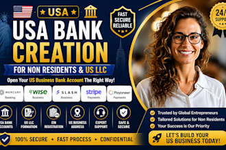 do USA bank creation, wise, slash, mercury, stripe for non residents US llc
