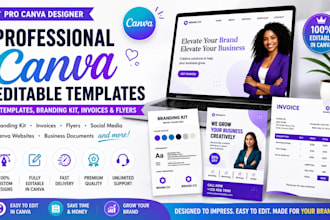 design professional canva editable templates, branding kit, invoices, and flyers