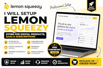 set up lemon squeezy store for digital products, saas and subscriptions