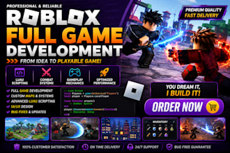 do roblox full game development, roblox scripter, combat system, luau scripting
