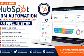 setup hubspot CRM workflow automation, sales pipeline and email marketing