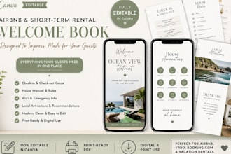 design canva airbnb welcome book house manual  vrbo for vacation rental hosts