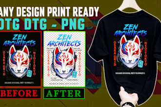convert your ai generated tshirt design to dtf dtg halftone and png print ready