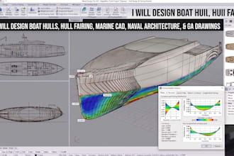 design boat hull, hull fairing, marine cad, naval architecture and ga drawing