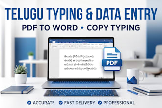 do telugu typing, data entry, PDF to word and copy typing