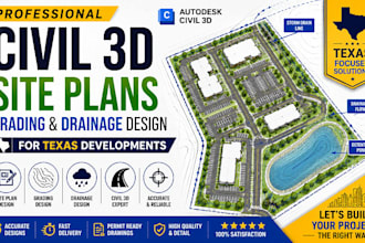 prepare civil 3d site plans, grading, and drainage design for texas developments