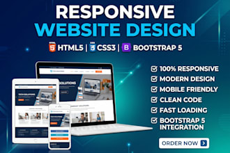 design a responsive website using HTML, CSS and bootstrap