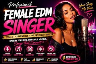 be your female edm singer vocalist female pop singer songwriter topline writer