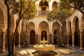 create luxury moroccan riad interior ai art