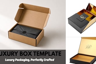 create magnetic rigid gift box dieline and luxury packaging template