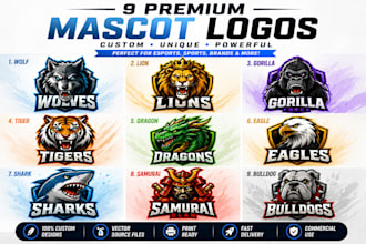 design a premium custom mascot logo for esports, brand and business