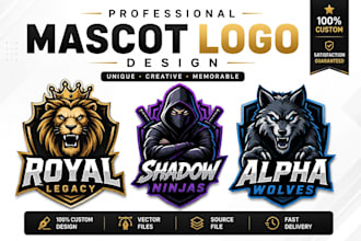 design a premium custom mascot logo for esports, brand and business