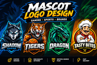 design a custom mascot logo for sports, graming and brand