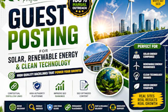 publish 5 guest posts on solar and renewable energy websites