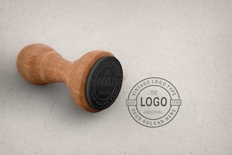 design a professional vintage stamp logo mock up and branding