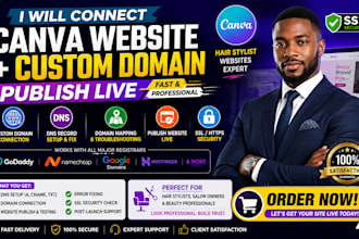 canva website custom domain connect publish live hair stylist fix dns record map