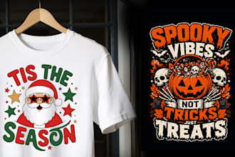 create custom tshirt design for halloween christmas and holiday