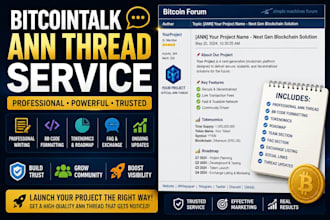 create and manage a professional bitcointalk ann thread for your crypto project