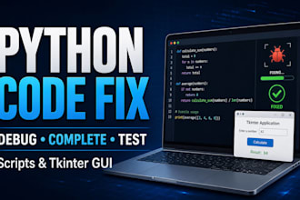 debug, fix and complete python scripts and tkinter gui apps