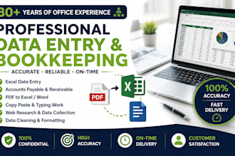 do finance data entry and bookkeeping in excel part time
