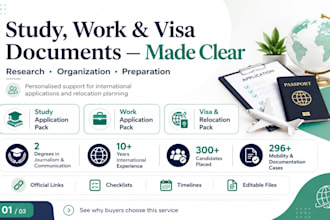 research and prepare study abroad, work and visa application documents