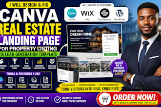 canva real estate landing page for property listing fix lead generation template