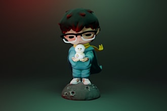 create 3d hirono style art toy character model for 3d printing