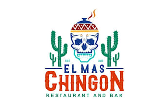design skull hip and trendy restaurant logo