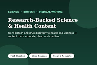 write biotech and health articles backed by research