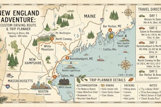 create custom driving route map, travel directions, trip planner, printable map