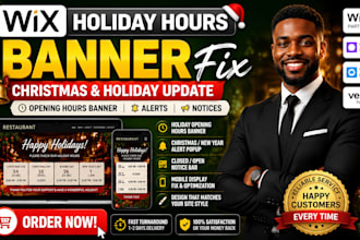 add holiday opening hour banner wix restaurant christmas update fix alert notice