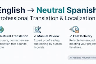 translate and localize english content into natural neutral spanish